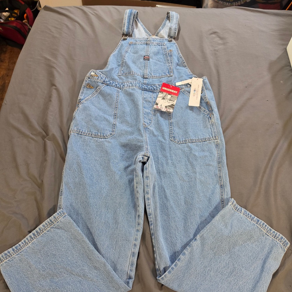 Unionbay Siouxsie Vintage Boyfriend Overalls Light Wash Denim XL J3L99SD-871J